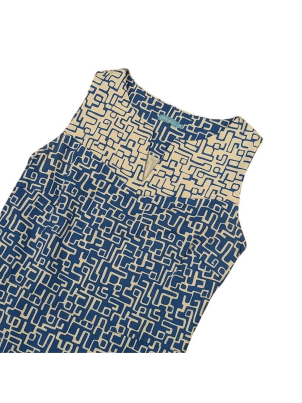 J. McLaughlin Geometric Sleeveless Stretch Dress Blue + White Size XS